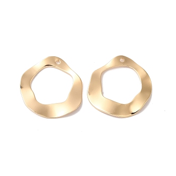Brass Pendants, Round Ring Charm, Real 18K Gold Plated, 24.5x24x1.5mm, Hole: 1.4mm