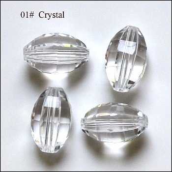 Imitation Austrian Crystal Beads, Grade AAA, Faceted, Oval, Clear, 10x13mm, Hole: 0.9~1mm