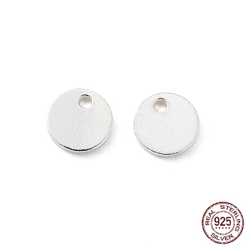 925 Sterling Silver Charms, Blank Flat Round, Silver, 4x0.5mm, Hole: 0.7mm