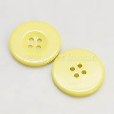 13mm Yellow Flat Round Resin 4-Hole Button