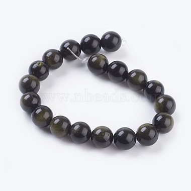 Natural Golden Sheen Obsidian Beads Strands(X-G-C076-10mm-5)-2