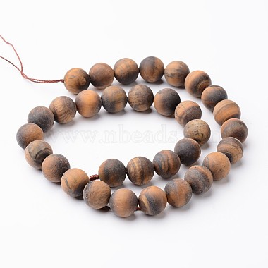 Frosted Round Natural Tiger Eye Bead Strands(G-J346-15-12mm)-2