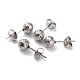 Textured Round Bead 304 Stainless Steel Stud Earring Findings(EJEW-O104-01P-A)-1