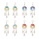 Glass Beaded Ring with Teardrop Dangle Earrings(EJEW-JE05263)-1