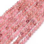 Natural Strawberry Quartz Beads Strands, Round, Faceted, 4mm, Hole: 1mm, about 105pcs/strand, 15.35 inch(39cm)(G-E411-09A-4mm)