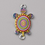 Alloy Enamel Connector Charms, Turtle Links, Platinum, Gold, 27.5x15.5x2mm, Hole: 1.4mm and 1.6mm(ENAM-WH0061-47H)