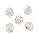 Brass Beads, Cube with Copper Cash Pattern, Silver, 5x5x5mm, Hole: 2mm(KK-Z162-16S)