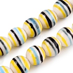 Handmade Nepalese Lampwork Beads, Round, Colorful, 15~17mm, Hole: 1.6~2mm, about 43~45pcs/strand, 25.20~26.18 inch(64~66.5cm)(LAMP-N024-14D)