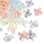 50Pcs UV Plating Transparent Acrylic Beads, Cross, Mixed Color, 24~24.5x25x9.5mm, Hole: 2mm(MACR-CJ0002-21)