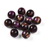 Resin Beads, Round, Two Tone, Dark Orchid, 12mm, Hole: 2mm(RESI-YW0004-28C-10)