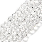 Transparent Glass Beads Strands, Faceted, Barrel, Clear, 8x6mm, Hole: 1.2mm, about 64pcs/strand, 14.96''(38cm)(EGLA-K071-01H)