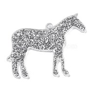 Christmas Theme Acylic Pendants, Horse, Gray, 44x53x2mm, Hole: 1.8mm(FIND-M035-04D)