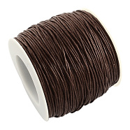 Eco-Friendly Waxed Cotton Thread Cords, Macrame Beading Cords, for Bracelet Necklace Jewelry Making, Coconut Brown, 1mm, about 100yards/roll(YC-R008-1.0mm-304)