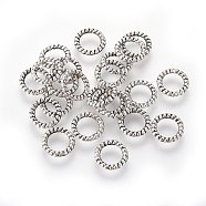 Tibetan Style Alloy Hemp Rope Linking Rings, Cadmium Free & Nickel Free & Lead Free, Antique Silver, 8x1.5mm, Hole: 5.5mm, about 6250pcs/1000g(TIBE-0975-AS-FF)