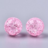 Transparent Crackle Acrylic Round Beads Strands, No Hole, Hot Pink, 12mm(X-CCG-R002-12mm-05)