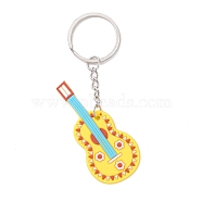 Cartoon PVC Plastic Keychain, for Mexican Holiday Party Decoration Gift Keychain, Guitar Charms, Musical Instruments Pattern, 9.5cm, Pendant: 60x28x2.5mm(KEYC-F035-01F)