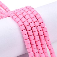 Handmade Polymer Clay Bead Strands, Column, Hot Pink, 6.5x6mm, Hole: 1.2mm, about 61pcs/strand, 15.75 inch(40cm)(CLAY-ZX006-01B)