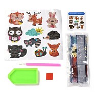 DIY Owl Diamond Painting Stickers Kits For Kids, with Diamond Painting Stickers, Rhinestones, Diamond Sticky Pen, Tray Plate and Glue Clay, Mixed Color, 18x16.4x0.03cm(DIY-O016-19)
