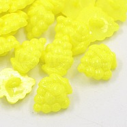 Acrylic Grape Shank Buttons, 1-Hole, Dyed, Yellow, 17x15x4mm, Hole: 2mm(X-BUTT-E041-09)