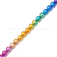 Electroplate Synthetic Non-magnetic Hematite Beads Strands, Round, Rainbow Plated, 10.5x10mm, Hole: 1mm, about 40pcs/strand, 15.98 inch(40.6cm)(G-F740-01C)