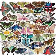 50Pcs Moth Theme Paper Self-Adhesive Picture Stickers, for Water Bottles, Laptop, Luggage, Cup, Computer, Mobile Phone, Skateboard, Guitar Stickers Decor, Mixed Color, 33~50x57~73x0.3mm(AJEW-S086-04)