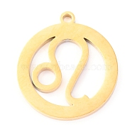 304 Stainless Steel Pendants, Constellation, Leo, 18x16x1.1mm, Hole: 1.2mm(STAS-O142-70G-I)