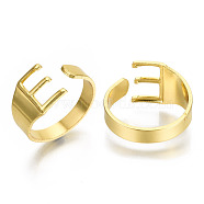 Alloy Cuff Finger Rings, Cadmium Free & Nickel Free & Lead Free, Alphabet, Golden, Letter.E, US Size 8(18.1mm)(X-RJEW-S038-195E-G-NR)