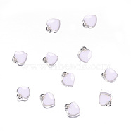 Zinc Alloy with Enamel Jewelry Charms Accessories, Heart, Platinum, White, 7x8mm, Hole: 1mm(ENAM-TAC0007-12B)