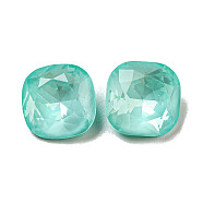 Glass Rhinestone Cabochons, Point Back & Back Plated, Faceted, Square, Light Azore, 10x10x5mm(RGLA-G021-04B-361DE)