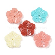 Synthetic Coral Beads, Dyed, Flower, Mixed Color, 26x27x4mm, Hole: 1.6mm(CORA-D033-03)