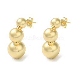 Rack Plating Brass Round Ball Dangle Stud Earrings, Long-Lasting Plated, Real 18K Gold Plated, 22x10mm(EJEW-Q786-05G)