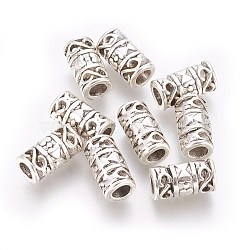 Tibetan Style Alloy Beads, Column, Antique Silver, Lead Free & Cadmium Free, 12x6mm, Hole: 3.5mm(X-LF0856Y)