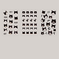 3 Sheets PVC Waterproof Decorative Kitten Stickers, Self-adhesive Cat Decals, for DIY Scrapbooking, Black, Packing: 150x95mm(PW-WG20114-03)