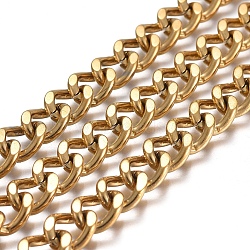 304 Stainless Steel Curb Chains, Unwelded, Golden, 10x8x2mm(CHS-I004-11G)