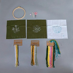 DIY Embroidery Kits, Including Printed Cotton Fabric, Embroidery Thread & Needles, Plastic Embroidery Hoop, 300x304x0.5mm, Thread: 21 colors(DIY-WH20001-09A)