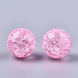 Transparent Crackle Acrylic Round Beads Strands, No Hole, Hot Pink, 12mm(X-CCG-R002-12mm-05)