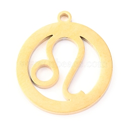 304 Stainless Steel Pendants, Constellation, Leo, 18x16x1.1mm, Hole: 1.2mm(STAS-O142-70G-I)