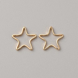 Brass Linking Rings, Real 14K Gold Plated, Star, 10.5x11x1mm, Inner Diameter: 9x9mm(KK-WH0044-143C)