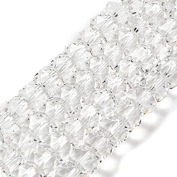 Transparent Glass Beads Strands, Faceted, Barrel, Clear, 8x6mm, Hole: 1.2mm, about 64pcs/strand, 14.96''(38cm)(EGLA-K071-01H)