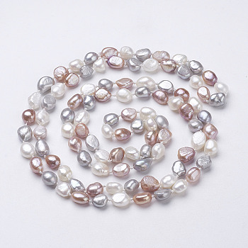 Natural Pearl Beaded Necklaces, Colorful,  46.4 inch~47.2 inch(1180mm~1200mm)