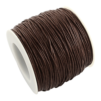Eco-Friendly Waxed Cotton Thread Cords, Macrame Beading Cords, for Bracelet Necklace Jewelry Making, Coconut Brown, 1mm, about 100yards/roll