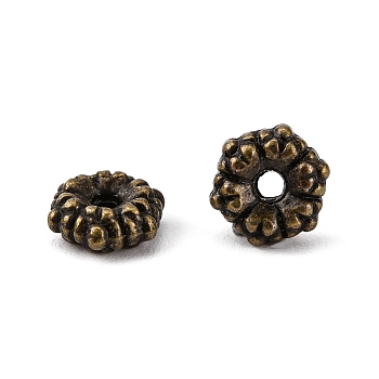 Tibetan Style Alloy Spacer Beads, Cadmium Free & Nickel Free & Lead Free, Flower, Antique Bronze, 5.5x2mm, Hole: 1mm, about 606pcs/100g