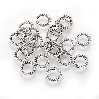 Tibetan Style Alloy Hemp Rope Linking Rings, Cadmium Free & Nickel Free & Lead Free, Antique Silver, 8x1.5mm, Hole: 5.5mm, about 6250pcs/1000g