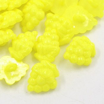 Acrylic Grape Shank Buttons, 1-Hole, Dyed, Yellow, 17x15x4mm, Hole: 2mm