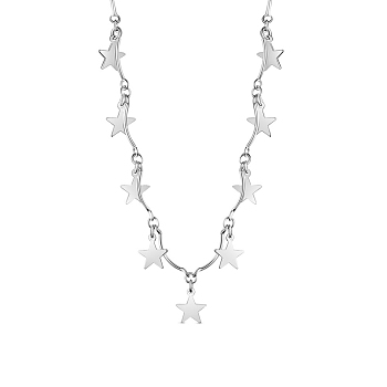 SHEGRACE Rhodium Plated 925 Sterling Silver Pendant Necklace for Women, Platinum Plated, Star, 13.4 inch(34cm)