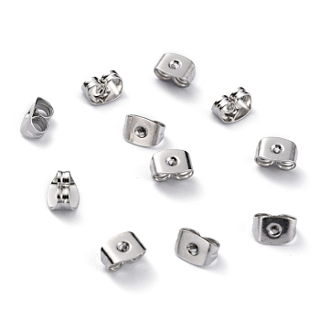 Brass Friction Ear Nuts, Ear Locking Earring Backs for Post Stud Earrings, Cadmium Free & Lead Free, Platinum, 6x4x3.5mm, Hole: 1mm