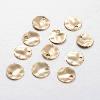Brass Flat Round Filigree Charms, Golden, 8x0.7mm, Hole: 1mm