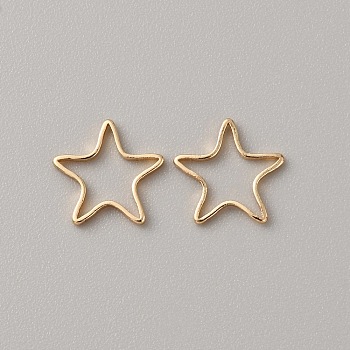 Brass Linking Rings, Real 14K Gold Plated, Star, 10.5x11x1mm, Inner Diameter: 9x9mm
