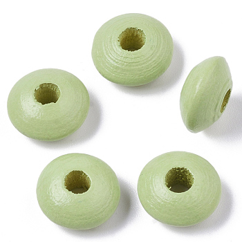Dyed Natural Beech Wood Beads, Rondelle, Yellow Green, 12x6mm, Hole: 3~4mm
