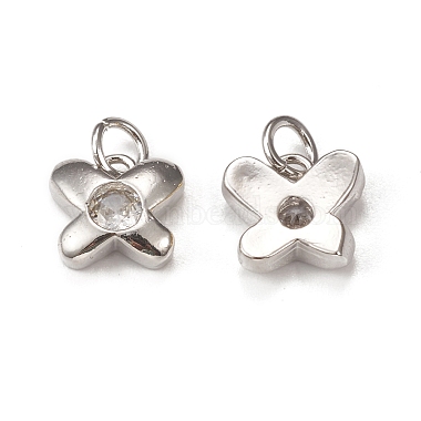 Platinum Clear Butterfly Brass+Glass Charms